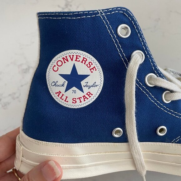 Converse All Star PLAY Comme des Garcons Hi Top Lace Up Sneakers Blue Sz 7W/5M - Picture 10 of 14